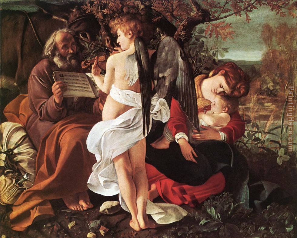 Rest on Flight to Egypt painting - Caravaggio Rest on Flight to Egypt art painting